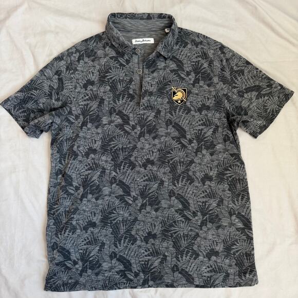 Tommy Bahama Army Black Knights West Point Tropical Print Short Sleeve Polo- M - Picture 1 of 8
